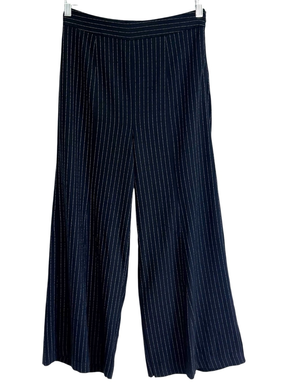 ANTHROPOLOGIE Essential Wide Leg Pinstripe High Rise Trouser Pants Size 4 Career